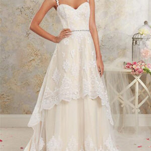 A-Line Sweetheart Spaghetti Strap Lace Tulle Lace Wedding Dresses