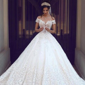 amazing off the shoulder lace new short sleeve long wedding dresses showprettydress