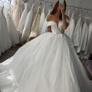 amazing off the shoulder whiteivory floral lace bridal gown spring ball gown showprettydress
