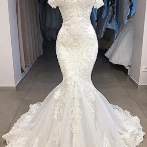 amazing sweetheart mermaid white wedding dress off the shoulder lace bridal gowns online showprettydress