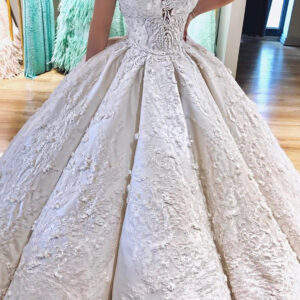 Ball Gown Off-the-shoulder Floor Length Charmeuse Applique Wedding Dress