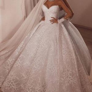 ball gown sweetheart sweep train organza applique paillette wedding dress showprettydress