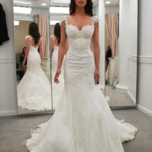 Beach Long Mermaid Sweetheart Backless Satin Lace Wedding Dress
