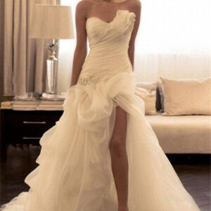 beading organza sweep train sweetheart sleeveless ball gown wedding dresses showprettydress