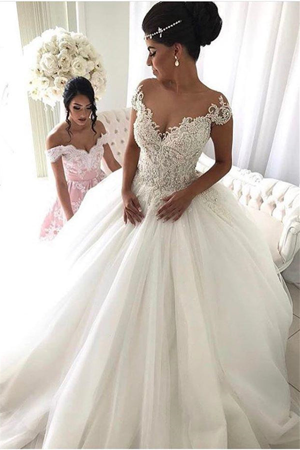 beads lace royal wedding dresses princess ball gown sheer tulle modern bridal gowns showprettydress beads lace royal wedding dresses princess ball gown sheer tulle modern bridal gowns showprettydress