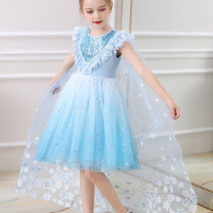 blue jewel neck lace sleeveless short princess dress kids social party dresses showprettydress