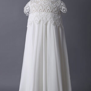 boho ivory lace cap sleeves chiffon short kids party dresses for summer showprettydress
