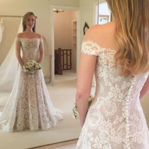 Boho Long Mermaid Off the Shoulder Lace Wedding Dress