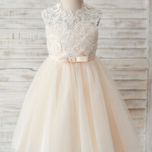 champagne jewel neck sleeveless pearls kids party dresses showprettydress