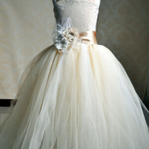 champagne tulle party dress straps flower sash kids pageant flower girl dresses showprettydress