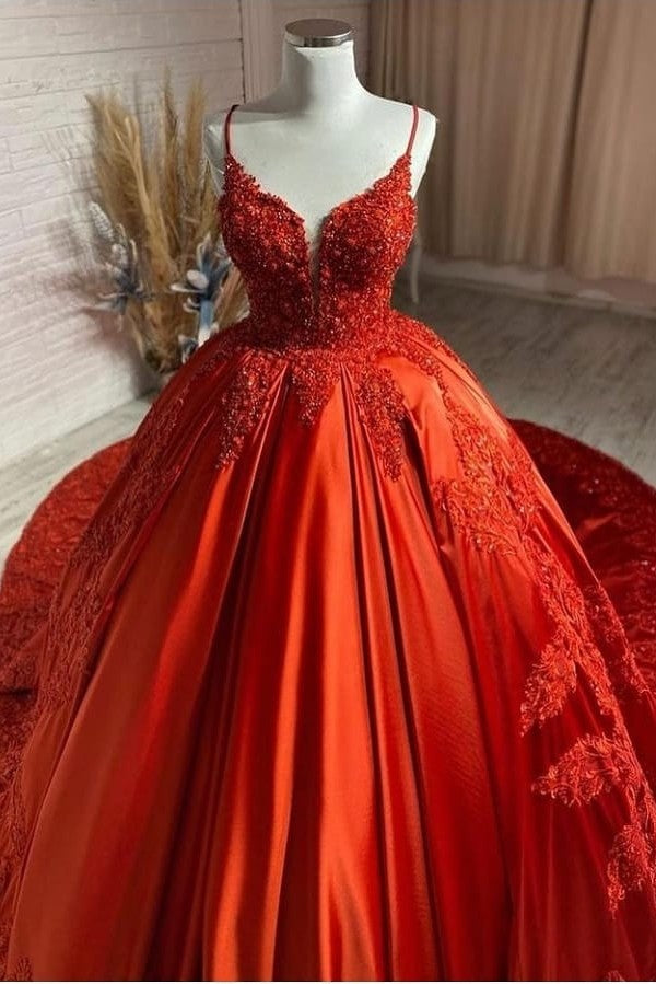 charming spaghetti straps v neck aline wedding dress orange floral appliques showprettydress charming spaghetti straps v neck aline wedding dress orange floral appliques showprettydress