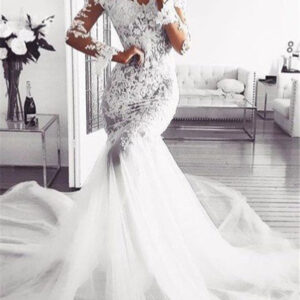 Classic Off the ShoulderWedding Dresses Long Sleevess Mermaid Lace Bridal Gowns