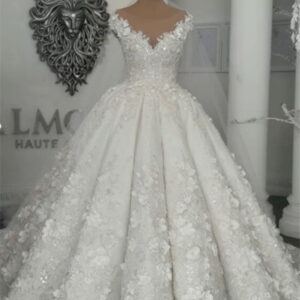 classic sleeveless crystal wedding dresses sheer tulle flowers bridal gowns with sparkle beading showprettydress