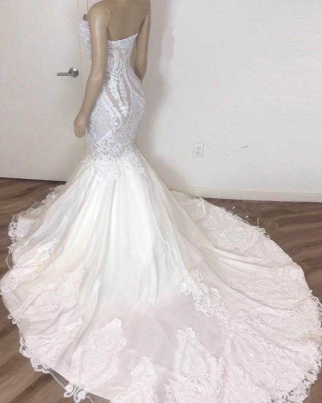 classic sleeveless sweetheart lace appliques mermaid slim bridal wedding dress showprettydress 2 classic sleeveless sweetheart lace appliques mermaid slim bridal wedding dress showprettydress 2