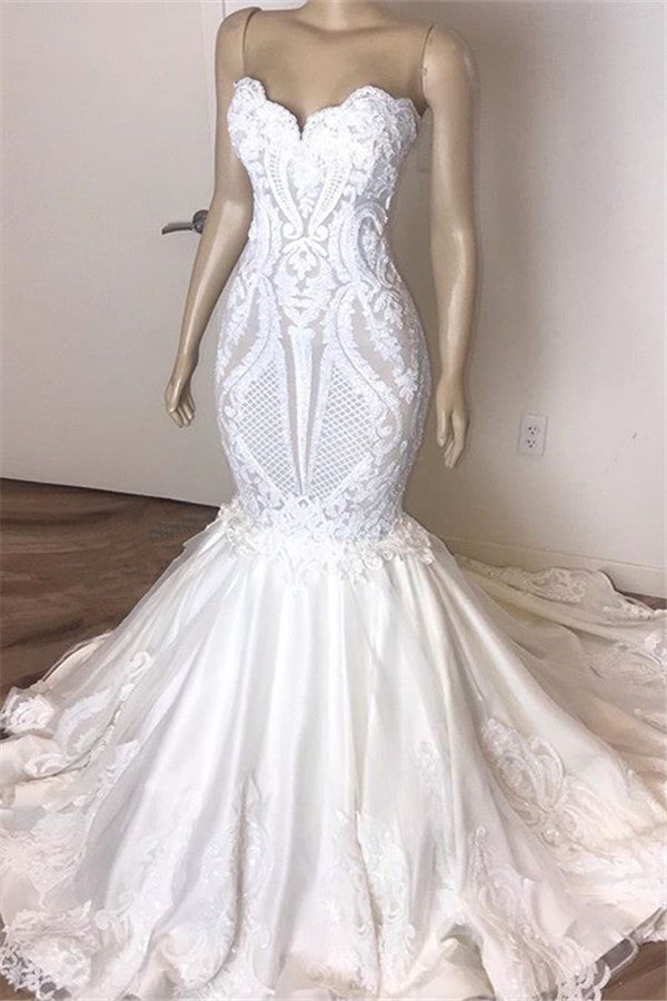 classic sleeveless sweetheart lace appliques mermaid slim bridal wedding dress showprettydress classic sleeveless sweetheart lace appliques mermaid slim bridal wedding dress showprettydress