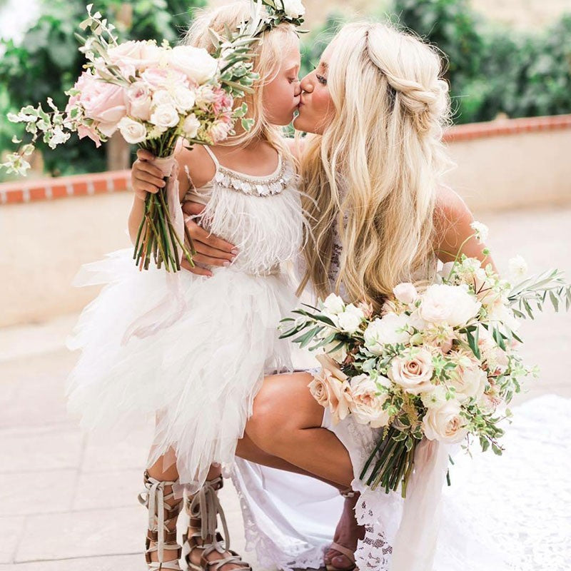 cute a line spaghetti straps feather tea length flower girl dresses showprettydress 2 cute a line spaghetti straps feather tea length flower girl dresses showprettydress 2