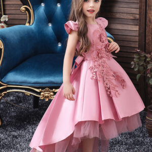 cute jewel neck sleeveless bows kids party dresses showprettydress
