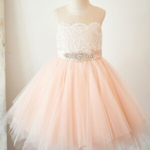 cute jewel neck tulle sleeveless short princess sash kids party dresses showprettydress