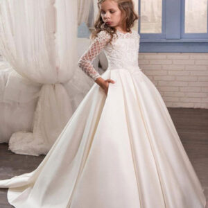 cute kids long sleeve lace first communion dresses showprettydress