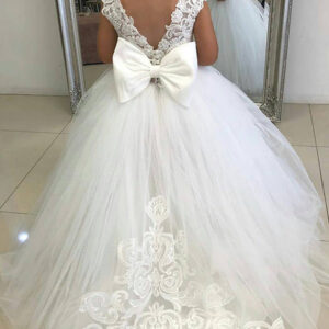 cute tulle ivory sleeveless flower girls dresses ball gown showprettydress
