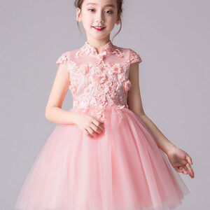designed neckline sleeveless bows kids social party dresses showprettydress