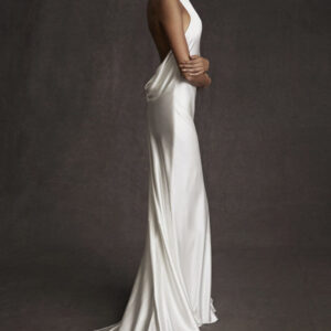 Elegant Long High Neck Mermaid Backless Wedding Dress