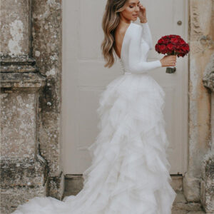 elegant lace applique wedding dresses sleeveless with split showprettydress
