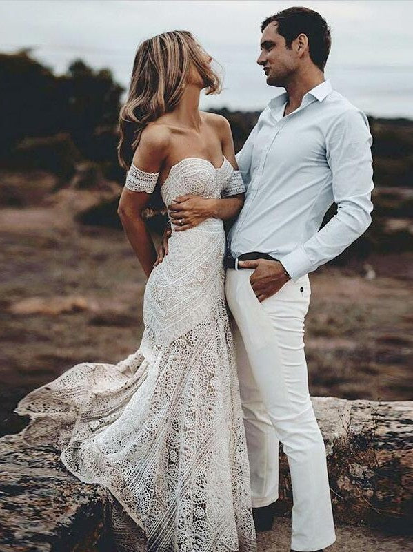 elegnat ivory strapless mermaid lace beach wedding dress online with lace bracelet showprettydress 2 elegnat ivory strapless mermaid lace beach wedding dress online with lace bracelet showprettydress 2