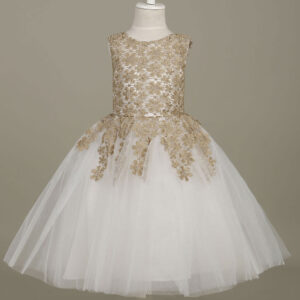 flower girl dress lace light gold tutu dress sleeveless a line short toddlers pageant dress showprettydress