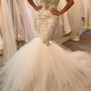 glamorous fit and flare tulle wholesale wedding dresses lace sweetheart crystal bridal gowns showprettydress