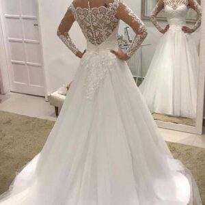 Gorgeous Long Sleeves A-line Tulle Lace Wedding Dress
