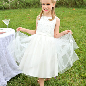 ivory boho pearls beaded satin sash short kids toddlers party tutu dress showprettydress