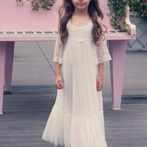 ivory jewel neck long sleeves lace kids party dresses showprettydress