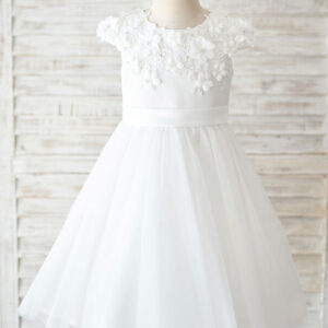 jewel neck beaded kids back bow beaded social party dresses showprettydress