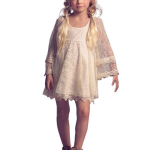 jewel neck lace long sleeves short a line lace kids social party dresses showprettydress