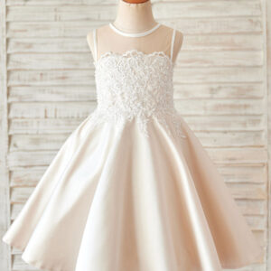 jewel neck lace sleeveless short princess kids party dresses showprettydress