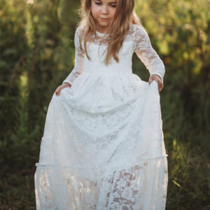 jewel neck long sleeves lace kids social party dresses showprettydress