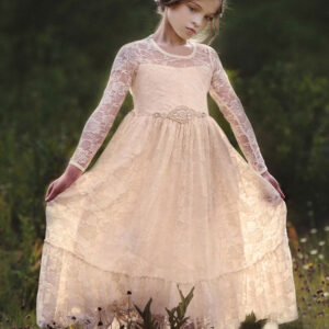 jewel neck long sleeves sash kids social party dresses showprettydress