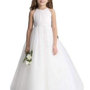 jewel neck organza sleeveless ankle length princess pleated kids party dresses showprettydress