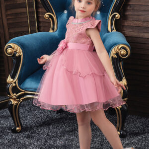 jewel neck polyester cotton sleeveless short princess beaded kids party dresses showprettydress