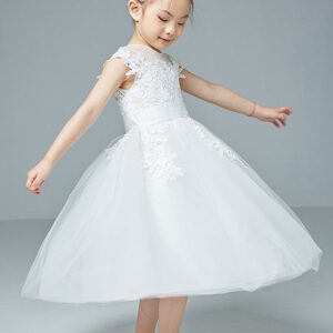 jewel neck polyester cotton sleeveless short princess embroidered kids social party dresses showprettydress