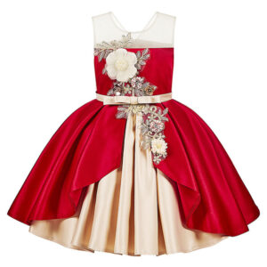 jewel neck polyester sleeveless short ball gown bows kids party dresses showprettydress