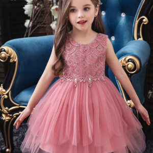 jewel neck sleeveless bows formal kids pageant flower girl dresses showprettydress