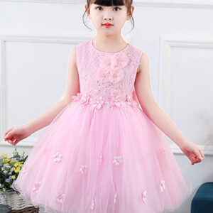 jewel neck sleeveless bows kids party dresses showprettydress