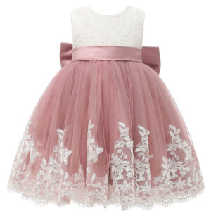 jewel neck sleeveless bows kids social party dresses showprettydress