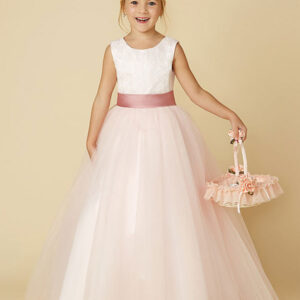 jewel neck sleeveless buttons formal ivory kids tulle pageant dresses showprettydress