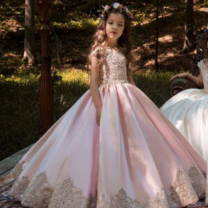 jewel neck sleeveless buttons pageant flower girl dresses showprettydress
