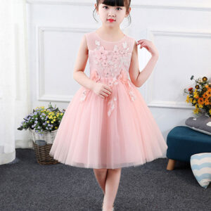 jewel neck sleeveless embroidered kids social party dresses showprettydress