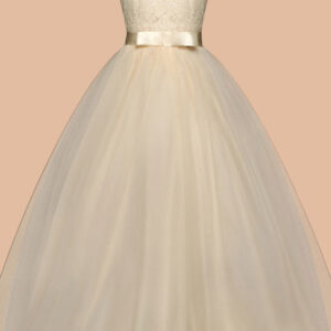 jewel neck sleeveless floor length bows formal flower girl dress showprettydress