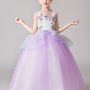 jewel neck sleeveless flowers kids party dresses showprettydress